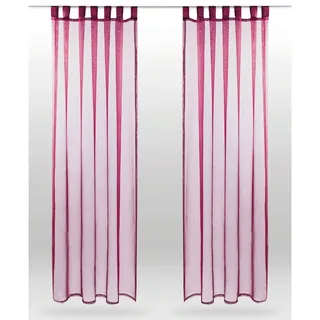 BestLivings 2er Pack, Gardine Transparent Noella, Schlaufen, Größe: 140 x 145cm (Bordeaux) - Rot