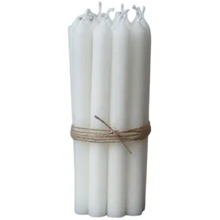 12er Pack dünne Stabkerzen H:13 cm Ø:1,2 cm div. Farben Brenndauer 2,5 Stunden Advent Weihnachten, Farbe:Weiß