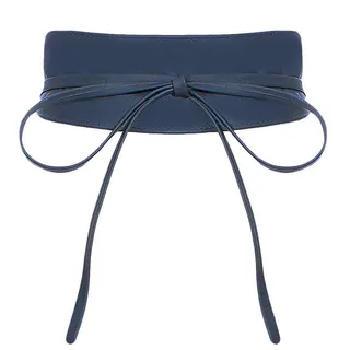 malito – Damen Taillengürtel aus 100% weichem Echtleder – Onesize Bindegürtel mit verstellbarem Taillenband – breiter Wickelgürtel mit Schleife – Hüftgürtel G100 (Jeansblau) - Einheitsgröße