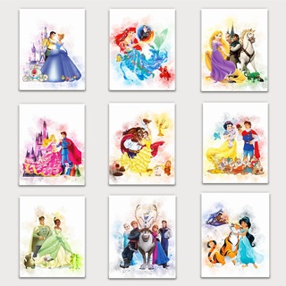 DERMAN HOUS Prinzessinnen-Wandkunst-Dekor, Aquarelldrucke – Set von 22,9 x 25,4 cm – Prinzessinnen-Schlafzimmer-Dekor, Prinzessin-Raumdekoration, Prinzessinnen-Wanddekoration für Mädchen-Schlafzimmer,