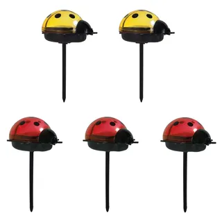 5er-Set Solar-/Dekoerdspieß "LADYBUG", Lampe für den Außenbereich im Romantik-Style, aus Kunststoff in bunt, 7,8 x 6 x 14,2 cm, mit LED Platine ... - Bunt