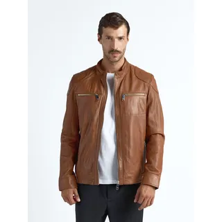 Lederjacke MAZE "Flint", Herren, Gr. M, braun (cognac), Obermaterial: 100% Lammleder. Futter: 100% Polyester, ohne Bündchen, Jacken
