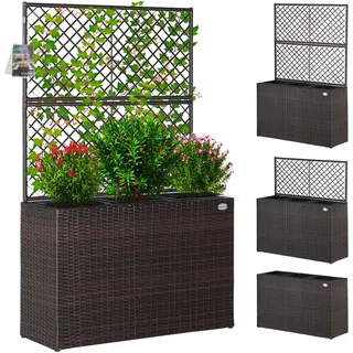 CASARIA Blumenkasten 3 Innentöpfe Polyrattangeflecht 80 x 20 x 20 cm Braun
