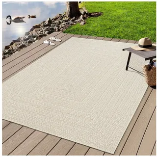 Teppich Kansas - robuster Outdoor Teppich im natürlichen Jute-Look, the carpet, Rechteck weiß