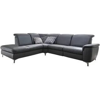 Cantus Ecksofa, Anthrazit, Metall, Echtleder, Color-Finish-Leder, 4-Sitzer, L-Form, 289x242 cm, Goldenes M, Rückenfutter, Wohnzimmer, Sofas & Couches, Wohnlandschaften, Ecksofas