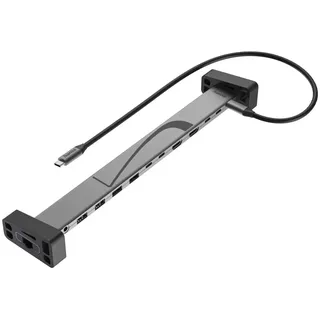Hama USB-C-Docking-Station, 12 Ports Dockingstation, Grau