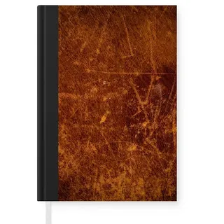 MuchoWow Notizbuch Leder - Lederoptik - Braun - Orange, Notebook, Notizblock a5, Tagebuch, Journal Liniert braun