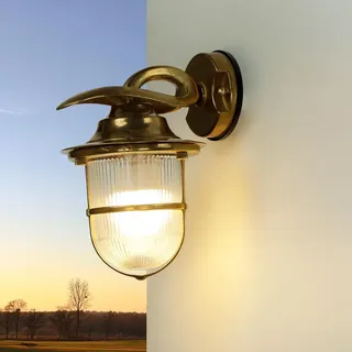 Außenlampe Messing IP64 Maritim E27 Wandleuchte Haus Hof Schiffslampe - Gold