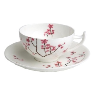 Tea Logic Jumbotasse Cherry Blossom 0,3l Set: Teetasse und Untertasse Porzellan