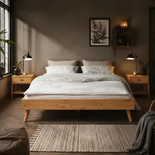 IDIMEX Futonbett Karri – Bettgestell aus Massivholz mit konischen Holzfüßen, niedriger Rahmen, Holzbett für Schlafzimmer