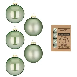 MAGIC by Inge Weihnachtsbaumkugel, Weihnachtskugeln Glas 3cm 24 Stück - Mild Sage grün