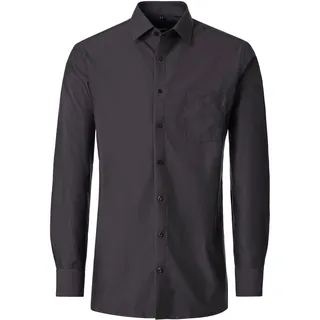 Businesshemd VENTI "VENTI Businesshemd Langarm uni", Herren, Gr. 45, Normalgrößen, schwarz (grau), 100% Baumwolle, unifarben, comfort fit, Hemden