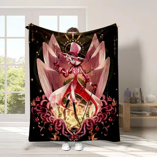 Zhongkaihua Hazbin Hoteldecke, Cartoon-Druck, Anime-Decke, Alastor-Plüschdecke, superweich, gemütlich, Flanelldecke, Hazbin Hotel, Bettwäsche, Sofa, Nickerchen, Überwurf (80 x 120 cm)