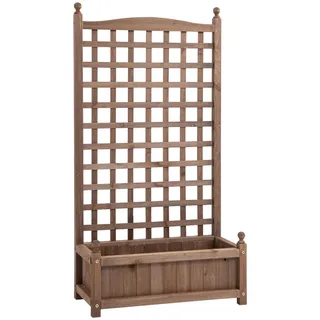 Outsunny Pflanzkasten Blumenständer Rankgitter Rankkasten im Spalierrahmen-Design Dunkelbraun