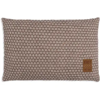 KNIT FACTORY - Juul Kissen - Marron/Beige - 60x40 cm | Sofakissen mit Füllung und Bezug - Couchkissen - Zierkissen - Gestrickter Dekokissen - Kissen mit Wabenmuster
