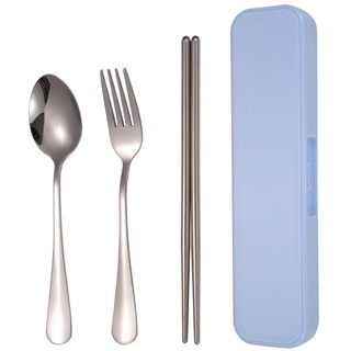 INGJIA 4Pcs tragbares Reisebesteck Set mit Koffer, 304 Edelstahl wiederverwendbares Camping Besteck Set, leicht zu reinigen, spülmaschinenfest, für Lunch Box Arbeitsplatz Schule Picknick