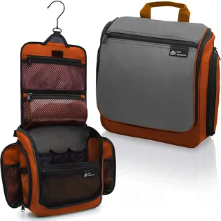 D&D Kulturbeutel zum Aufhängen für Damen und Herren, großes Kosmetik-, Make-up- und Toilettenartikel-Organizer-Set mit 10 Fächern, YKK-Reißverschlüssen, XXL-Metall-Drehhaken, wasserabweisendes Nylon,
