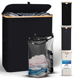 HENNEZ 15933 Badezimmer-Aufbewahrungsbehälter schwarz Bambus Badezimmer-Organizer