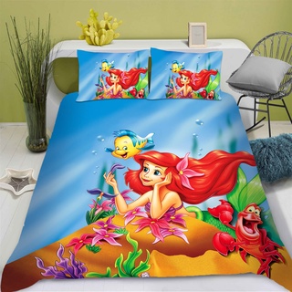 Doiicoon Meerjungfrau Bettwäsche, Arielle Kinder Bettwäsche-Set Für Jugendliche, Mermaid Bettwäsche Mikrofaser 3D Drucken Bettbezug (15,135 x 200 cm)