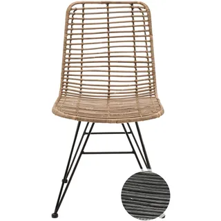die Faktorei »Rattan« Stuhl ohne Armlehnen Schwarz / Vintage Schwarz