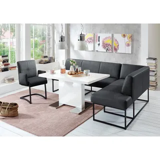 exxpo - sofa fashion Eckbank EXXPO - SOFA FASHION "Affogato, bequem und elegant, hochwertige Detailverarbeitung", schwarz, B:157cm H:82cm T:245cm, Sitzbänke, Frei im Raum stellbar