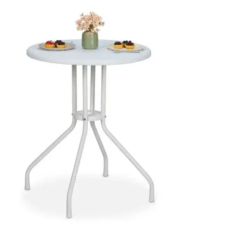Relaxdays Gartentisch Ø 60 x 73 cm Weiß