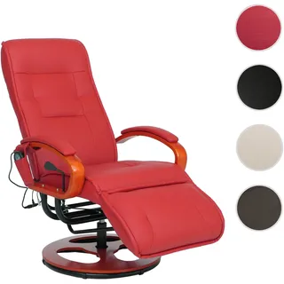 Relaxliege ARLES II, Relaxsessel Massagesessel, MIT Massage ~ Leder, rot