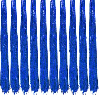 Oblique Unique® 10x Lametta Glänzend 100cm für Weihnachtsbaum Baumschmuck Weihnachtsdeko Weihnachten Party Feier Deko Silber Gold Weiß Schwarz Pink Lila Blau Grün - Farbe Wählbar (Blau)