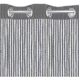 arsvita Fadenvorhang Metall-Optik Ösen, 140x250cm anthrazit - dunkelgrau)
