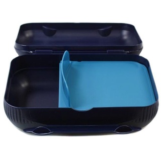 TUPPERWARE Lunchbox Lunch-Box DUNKELBLAU mit Trennung türkis +SPÜLTUCH