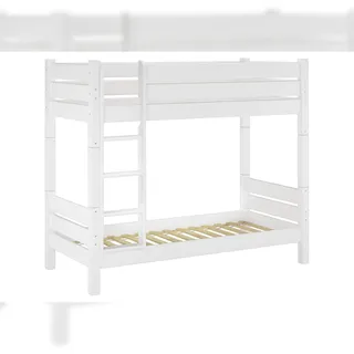 Erst-Holz Etagenbett für Erwachsene 80x200 weiß, Nische 100 teilbar, mit 2 Rollroste 60.16-08 W T100