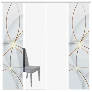 HOME WOHNIDEEN 94062 | 4er-Set Schiebegardine 'BLINKI', Digitaldruck auf Bambus-Optik, mit abstraktem Motiv, 260x60cm, Farbe: Rot und Türkis, Farbe:rot