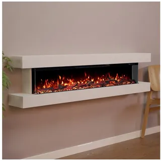 GLOW FIRE Elektrokamin Clear Wall Elektrokamin mit 3D Feuer und Heizung (Thermostat), Elektrischer Wandkamin mit APP Steuerung, Heizleistung (900- 1800 W) weiß 50 cm