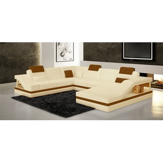 JVmoebel Ecksofa, Designer Couch U Form Ecksofa Polster Couch Leder Garnituren gelb