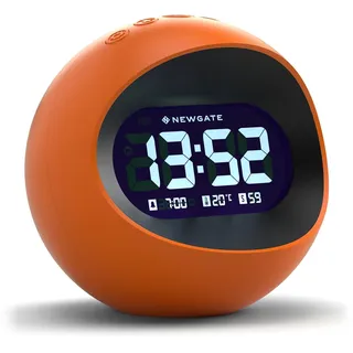 NEWGATE® Centre of the Earth wecker | Runde Retro digital LCD Uhr | Orange | Ideal für nachttisch, Schreibtisch oder Regal | Retro Accessoires für Schlafzimmer und büro