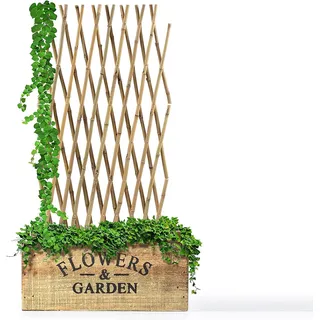 Floordirekt Rankgitter 180cm hoch aus Holz Bambus Spalier für Garten, Balkon & Terrasse | Individuell ausziehbar | Witterungsbeständig & langlebig | Gitterspalier (180 x 180 cm)
