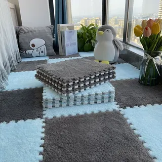 Weiche Plüsch-Kindermatte, Babyspielmatte, Babyspielzeug, Eva-Schaum, Puzzle-Teppich, Kinderzimmer-Spielmatte, 30 x 30 x 0,8 cm (10 Stück)