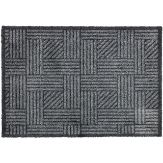 Schöner Wohnen Kollektion Fußmatte innen - Schmutzfangmatte 50 x 70 cm Gitter grau-anthrazit - rutschfeste Sauberlaufmatte - Fussmatte Haustür - Türmatte waschbar bei 30°C