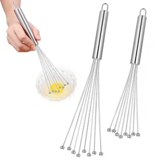 Parthan 2 Stück Schneebesen Edelstahl Kugeln, Rührbesen Enthält 2 Größen: 24.2cm/9.53 Zoll und 19.4cm/4.6 Zoll, Silber, Ideal für Mischen, Schneebesen, Schlagen, Rühren