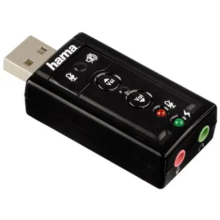 Hama USB Soundkarte 7.1 Surround Extern USB-Soundkarte, mit Virtual 3D Soundeffekt Notebook Laptop PC schwarz