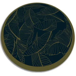 Tulup Vinylteppich Ø 120 cm Schwarz/Olivgrün