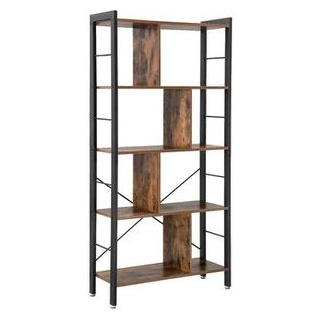 Vasagle Bücherregal LBC12BX, braun, vintage, aus Metall / Holz, 74 x 154,5 x 30 cm, 5 Ebenen