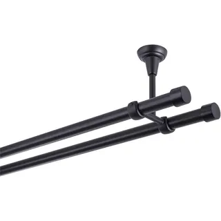 MDEKOR Vorhangstange Kappe 2-läufig Ø 19 mm 180 cm Schwarz