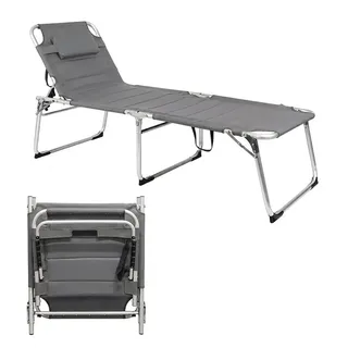 Spetebo Gartenliege XXL 200 x 70 cm Grau