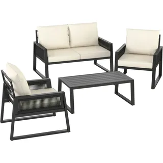 Tectake tectake® Garten-Lounge Set im Rope-Design mit Aluminiumgestell, - Grau