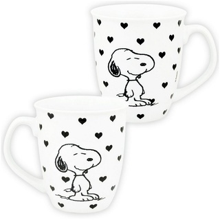 United Labels® Tasse »The Peanuts Tasse Snoopy - Herzen Tasse Kaffeetasse Kaffeebecher Weiß aus Keramik 280 ml«, Keramik