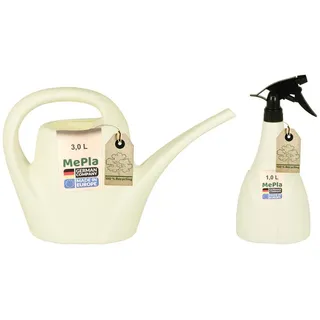 Heimwerkercenter Übertopf MePla - Set Kunststoff Gießkanne 3,0l Indoor + Sprüher 1,0l - weiss weiß 39 cm x 25.5 cm x 14 cm