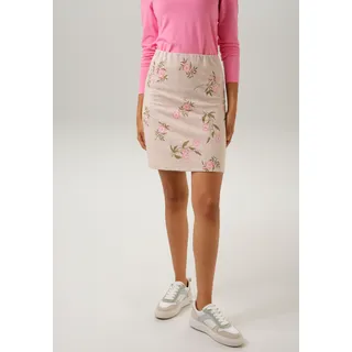 Minirock ANISTON CASUAL Gr. 36, bunt (beige, sand, moosgrün, pink, rosé) Damen Röcke Miniröcke mit ausdrucksvollem Blumenmuster - NEUE KOLLEKTION