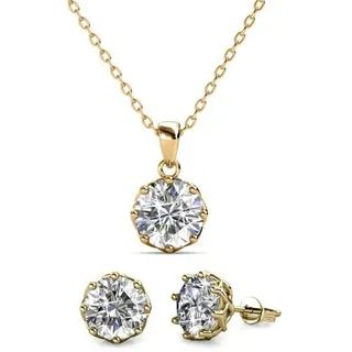 Ella Eisvogel Schmuckset Lily Set - Gold und Kristall, 18 Karat goldfarben