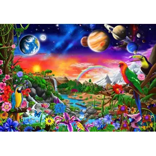 Bluebird Puzzle - Kosmisches Paradies, Puzzle 1000 Teile - Paradies auf einem außerirdischen Planeten - Erwachsenenpuzzle